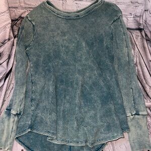 Free People Green Long Sleeve Top